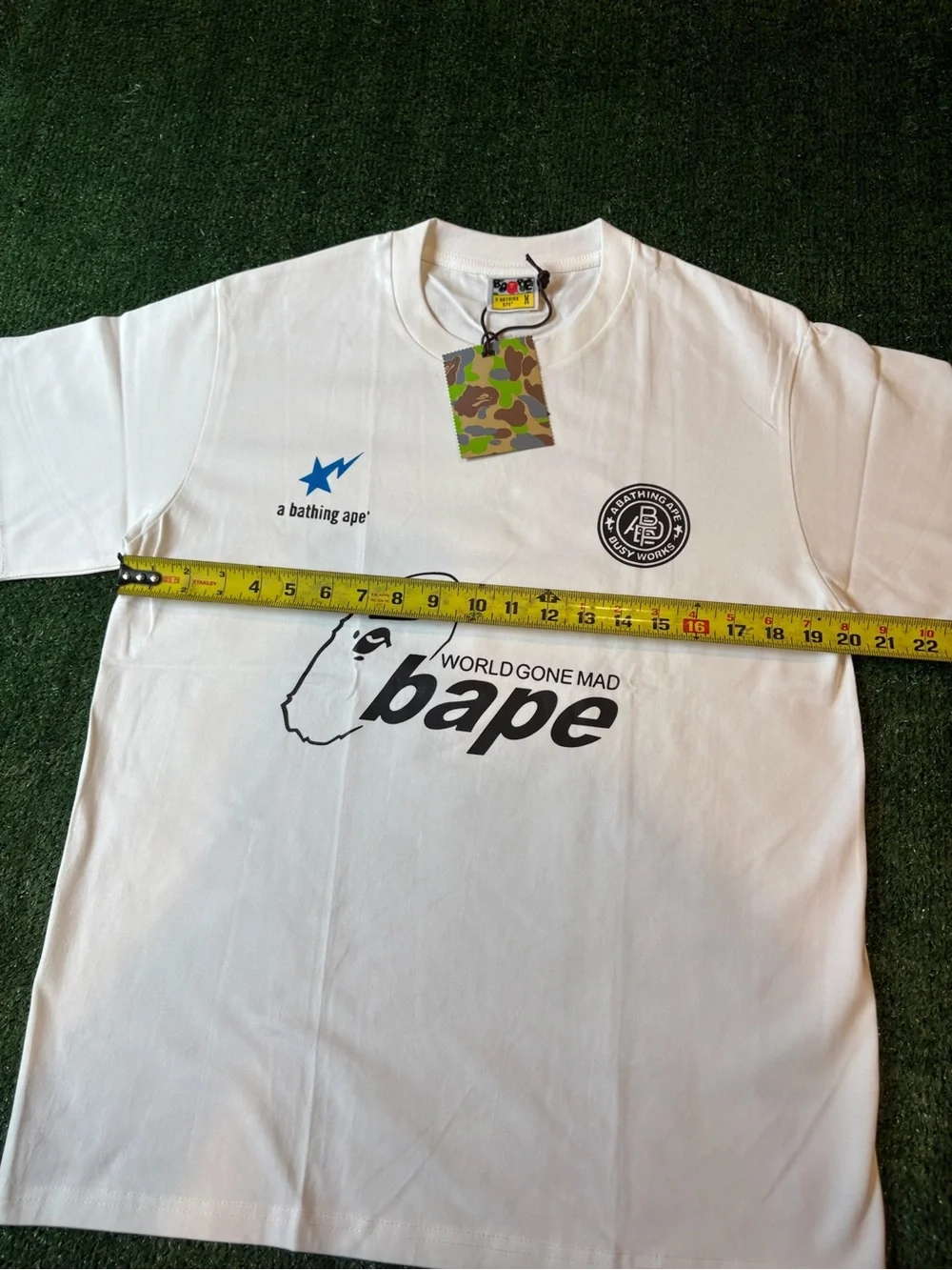 Bape White Short Sleeve Tee “World Gone Mad” - Picture 6 of 9